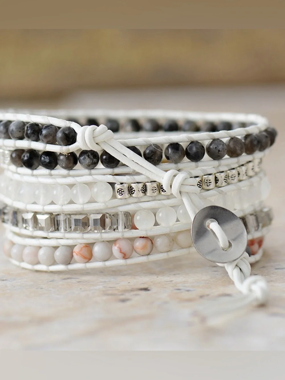 💜Hello Gorgeous! Natural Stone Layered Bracelet- White
